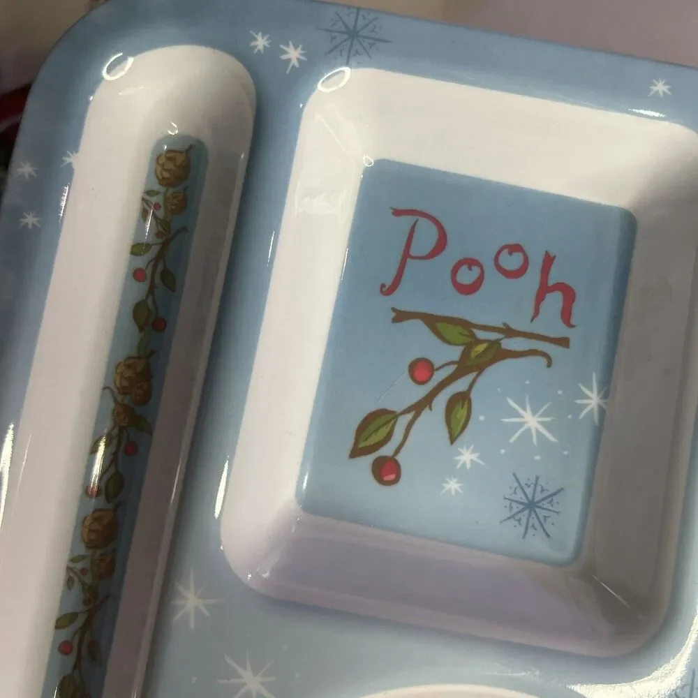 JCPenney DIsney Christmas Pooh, Piglet, Eeyore Melamine Tray